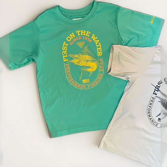 Boys Columbia Shirts Bundle of 2 Size 8 - Aqua Green and Gray - Picture 3 of 6